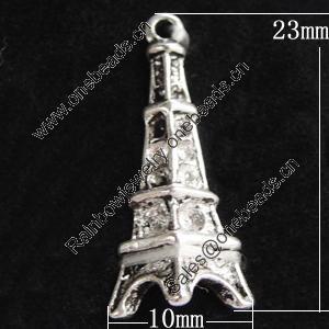 Pendant, Zinc Alloy Jewelry Findings, 10x23mm, Sold by Bag