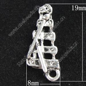 Pendant, Zinc Alloy Jewelry Findings, 8x19mm, Sold by Bag