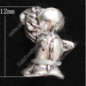 Pendant, Zinc Alloy Jewelry Findings, 7x12mm, Sold by Bag