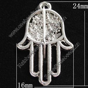 Pendant, Zinc Alloy Jewelry Findings, Hand 16x24mm, Sold by Bag