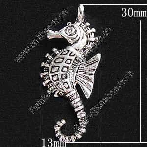 Pendant, Zinc Alloy Jewelry Findings, Animal 13x30mm, Sold by Bag
