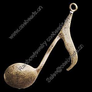 Pendant, Zinc Alloy Jewelry Findings, Musical Note 35x57mm, Sold by Bag