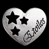 Pendant, Zinc Alloy Jewelry Findings, Heart 19x17mm, Sold by Bag