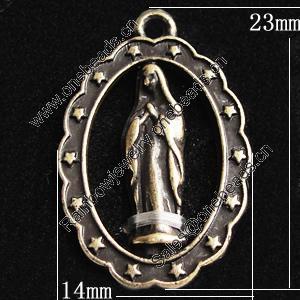 Pendant, Zinc Alloy Jewelry Findings, Flat Oval 14x23mm, Sold by Bag