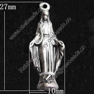 Pendant, Zinc Alloy Jewelry Findings, 10x27mm, Sold by Bag