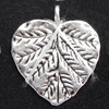 Pendant, Zinc Alloy Jewelry Findings, Heart 19x21mm Hole:2mm, Sold by Bag