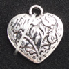 Pendant, Zinc Alloy Jewelry Findings, Heart 18x18mm, Sold by Bag