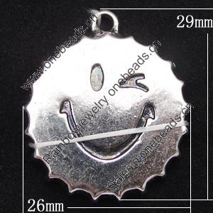 Pendant, Zinc Alloy Jewelry Findings, 26x29mm, Sold by Bag