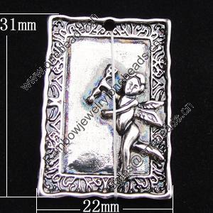 Pendant, Zinc Alloy Jewelry Findings, Rectangle 22x31mm, Sold by Bag