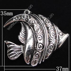 Pendant, Zinc Alloy Jewelry Findings, Fish 37x35mm, Sold by Bag