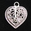 Pendant, Zinc Alloy Jewelry Findings, Heart 15x18mm, Sold by Bag