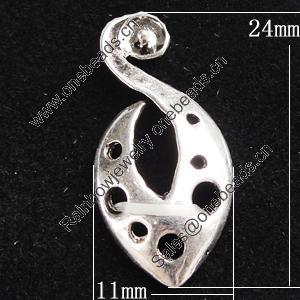 Pendant, Zinc Alloy Jewelry Findings, 11x24mm, Sold by Bag