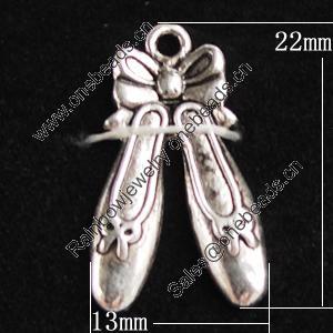 Pendant, Zinc Alloy Jewelry Findings, 13x22mm, Sold by Bag