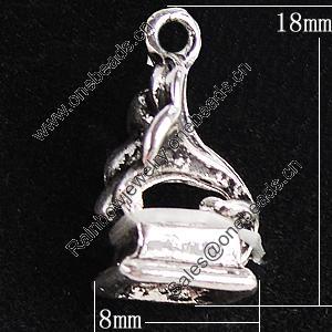 Pendant, Zinc Alloy Jewelry Findings, 8x18mm, Sold by Bag