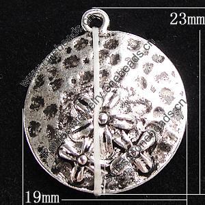 Pendant, Zinc Alloy Jewelry Findings, Flat Round 19x23mm, Sold by Bag