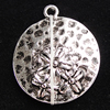 Pendant, Zinc Alloy Jewelry Findings, Flat Round 19x23mm, Sold by Bag