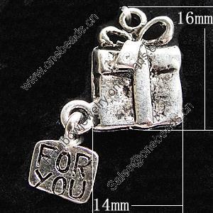 Pendant, Zinc Alloy Jewelry Findings, 14x16mm, Sold by Bag