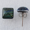 Dichroic Glass Earrings, Square 10mm, Sold by Group