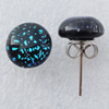 Dichroic Glass Earrings, Flat Round 10mm, Sold by Group