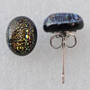 Dichroic Glass Earrings, Oval 10x8mm, Sold by Group