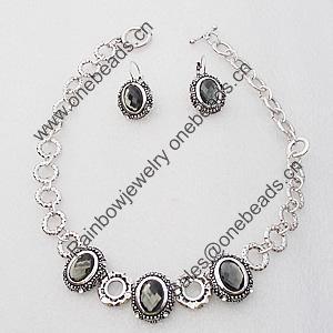 Zinc Alloy Necklace & Earrings, Bead Size:22x20mm, Sold by Dozen