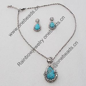 Zinc Alloy Necklace & Earrings, Bead Size:23x34mm, Sold by Dozen