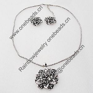 Zinc Alloy Necklace & Earrings, Bead Size:36mm, Sold by Dozen