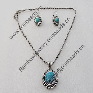 Zinc Alloy Necklace & Earrings, Bead Size:35x23mm, Sold by Dozen