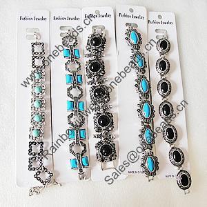 Zinc Alloy Bracelets, Mix Style, Bead Size:16mm-24x27mm, Sold by Dozen