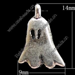 Pendant, Zinc Alloy Jewelry Findings, 9x14mm, Sold by Bag