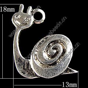 Pendant, Zinc Alloy Jewelry Findings, Animal 13x18mm, Sold by Bag