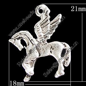 Pendant, Zinc Alloy Jewelry Findings, Horse 18x21mm, Sold by Bag