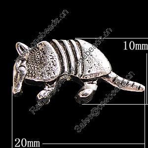 Pendant, Zinc Alloy Jewelry Findings, Animal 20x10mm, Sold by Bag