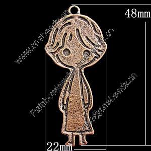 Pendant, Zinc Alloy Jewelry Findings, Girl 22x48mm, Sold by Bag