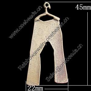 Pendant, Zinc Alloy Jewelry Findings, Trousers 22x45mm, Sold by Bag