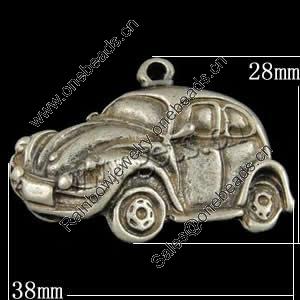 Pendant, Zinc Alloy Jewelry Findings, Car 38x28mm, Sold by Bag