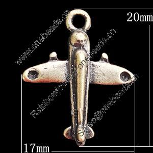 Pendant, Zinc Alloy Jewelry Findings, Plane 17x20mm, Sold by Bag