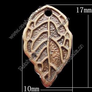 Pendant, Zinc Alloy Jewelry Findings, Leaf 10x17mm, Sold by Bag