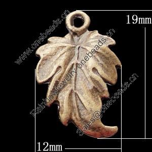 Pendant, Zinc Alloy Jewelry Findings, Leaf 12x19mm, Sold by Bag