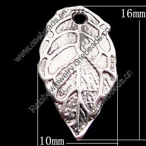 Pendant, Zinc Alloy Jewelry Findings, Leaf 10x16mm, Sold by Bag