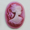 Cameos Resin Beads, No-Hole Jewelry findings, Flat Oval 27x34mm, Sold by Bag