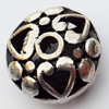 Hollow Bali Beads Zinc Alloy Jewelry Findings, Lead-free, 15mm, Hole:2.5mm, Sold by Bag 