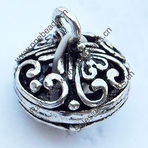 Hollow Bali Pendant Zinc Alloy Jewelry Findings, Lead-free, 15mm, Hole:2.5mm, Sold by Bag 