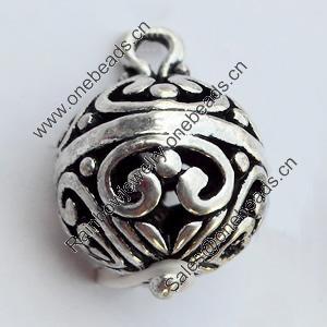 Hollow Bali Pendant Zinc Alloy Jewelry Findings, Lead-free, 16x24mm, Hole:2.5mm, Sold by Bag 
