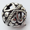 Hollow Bali Beads Zinc Alloy Jewelry Findings, Lead-free, 16mm, Hole:3.5mm, Sold by Bag 
