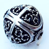 Hollow Bali Beads Zinc Alloy Jewelry Findings, Lead-free, 17mm, Hole:3mm, Sold by Bag 