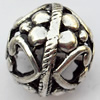 Hollow Bali Beads Zinc Alloy Jewelry Findings, Lead-free, 20x18mm, Hole:2.5mm, Sold by Bag 