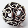 Hollow Bali Beads Zinc Alloy Jewelry Findings, Lead-free, 19mm, Hole:1.5mm, Sold by Bag 