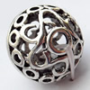 Hollow Bali Beads Zinc Alloy Jewelry Findings, Lead-free, 19mm, Hole:4mm, Sold by Bag 