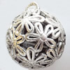 Hollow Bali Pendant Zinc Alloy Jewelry Findings, Lead-free, 25x30mm, Sold by Bag 